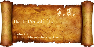 Hohl Borbála névjegykártya